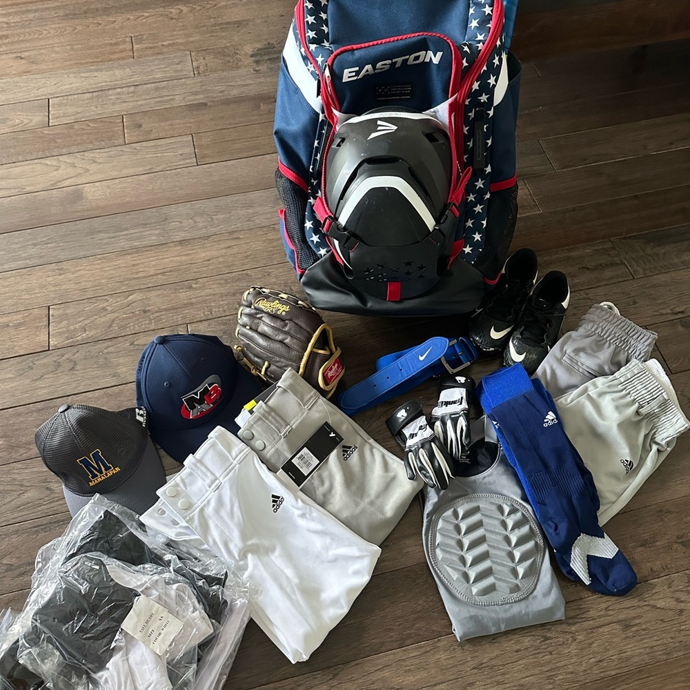 Youth baseball bag and baseball gear. New/like new